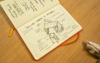 Desk sketch with paw